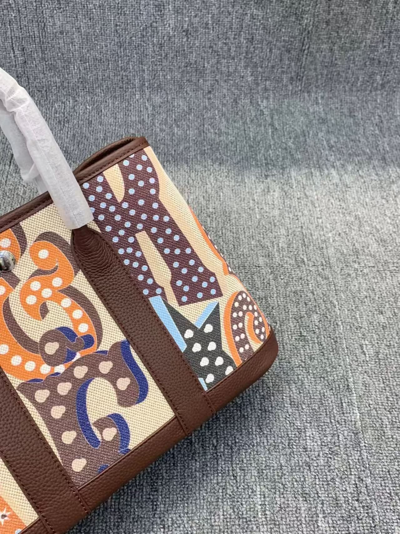 Painted canvas leather bag - Image 4